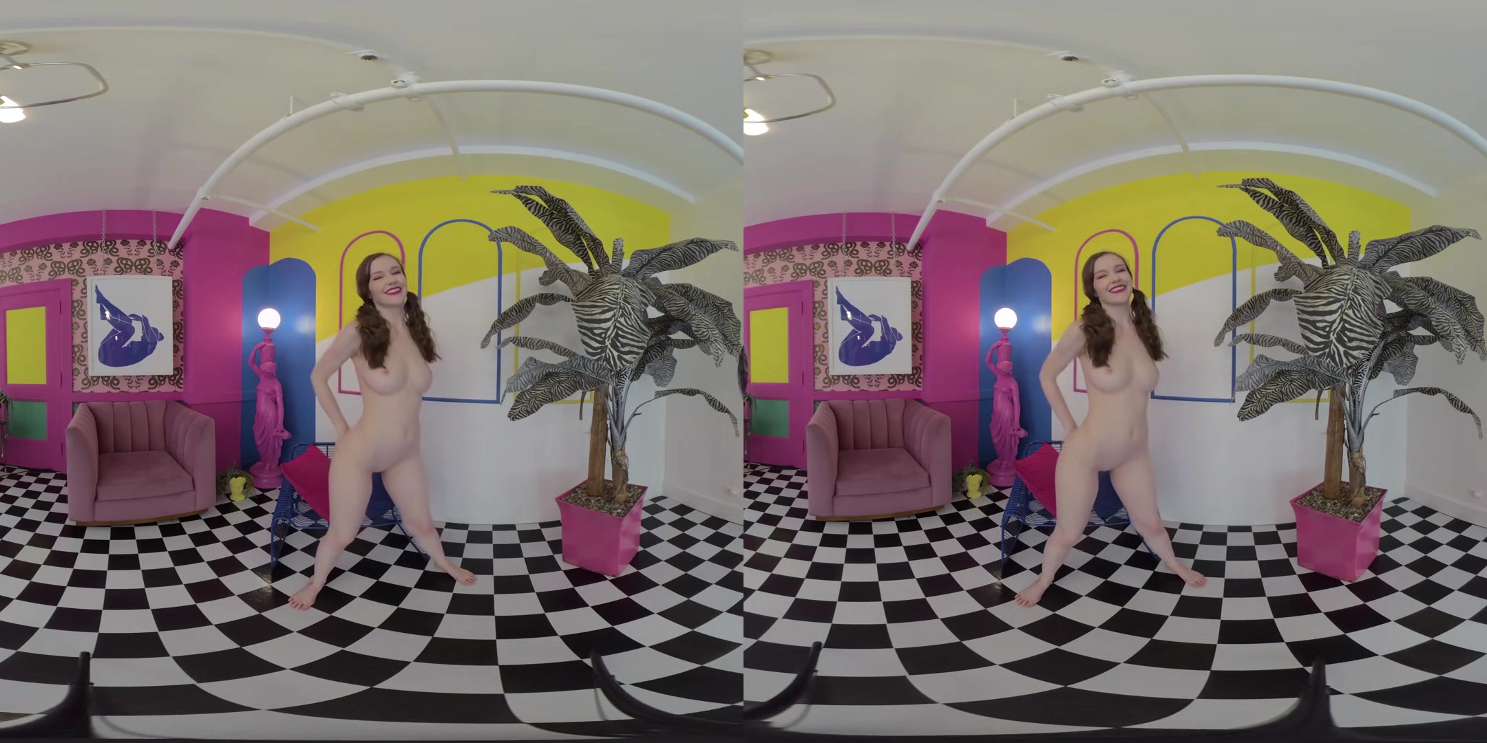 Vaporwave VR - Amateur Solo Model Teen Shaved Striptease