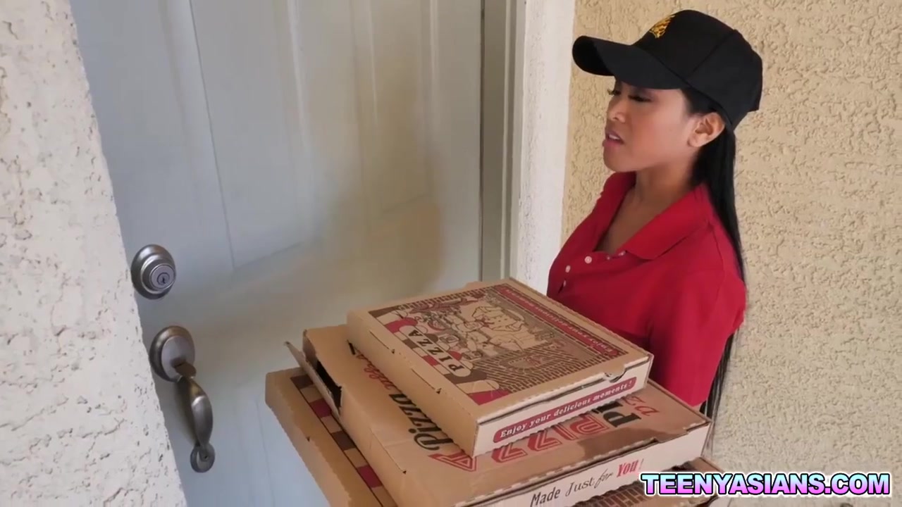 Sexy Asian Delivery Babe Taking Two Cocks - Ember Snow