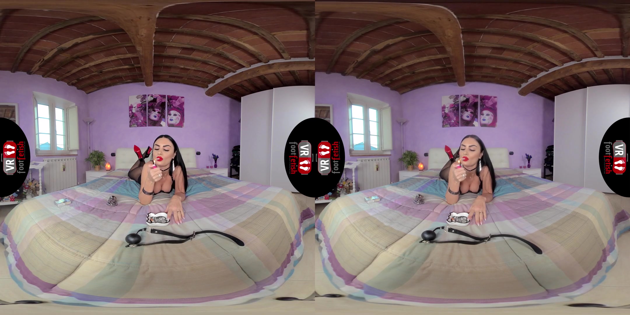 Sensual Goddess Ambra Gives You a Proper Foot Tease in Her Bedroom - Nylons Heels Feet