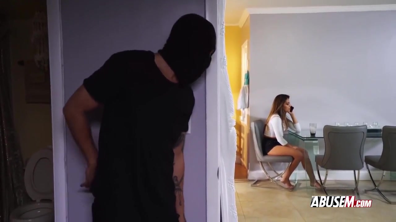 Hot Chick Is Talking On Phone When Burglar Breaks In An