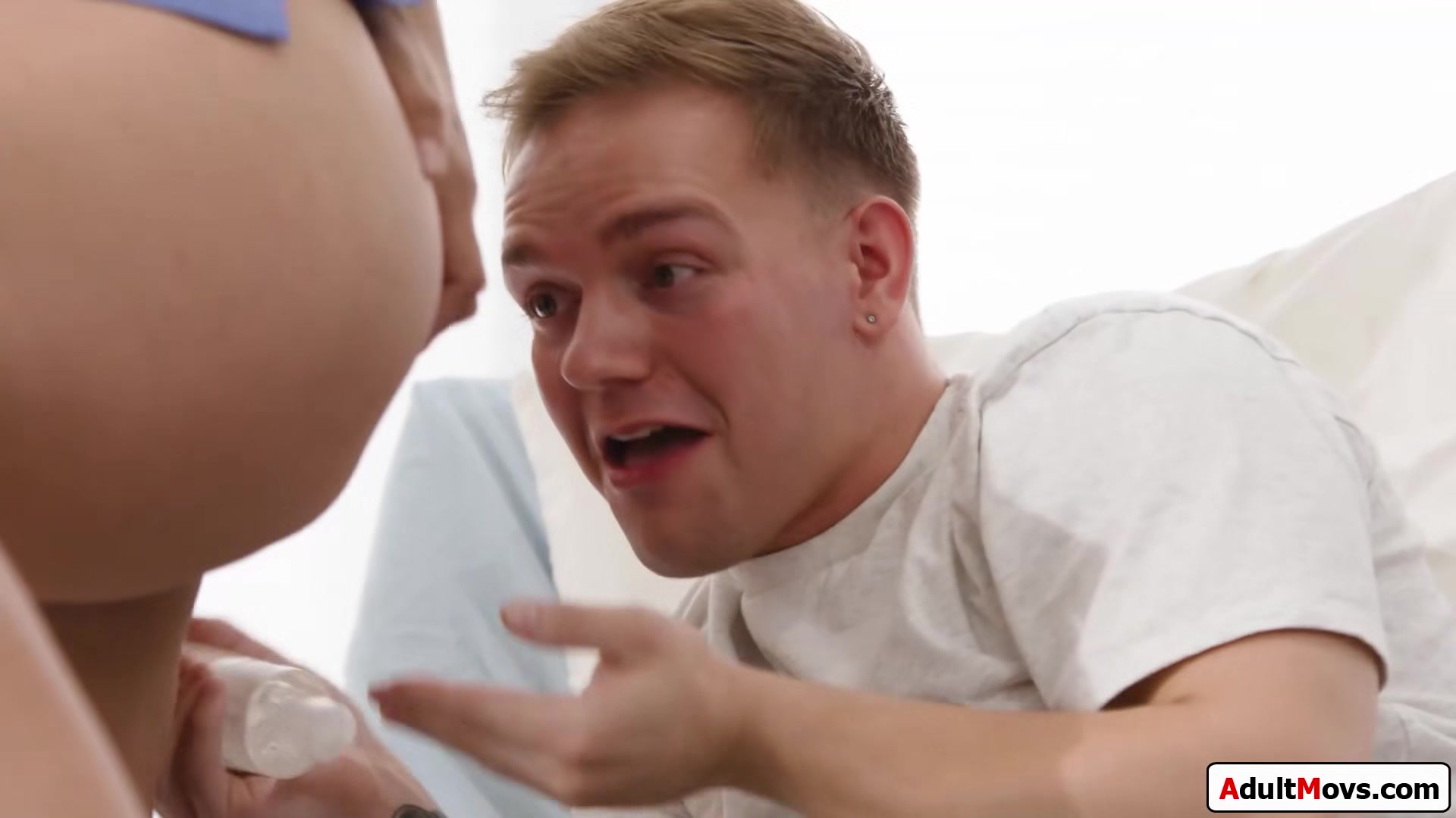 Stepmom assfingered while watching her stepson anal a nurse