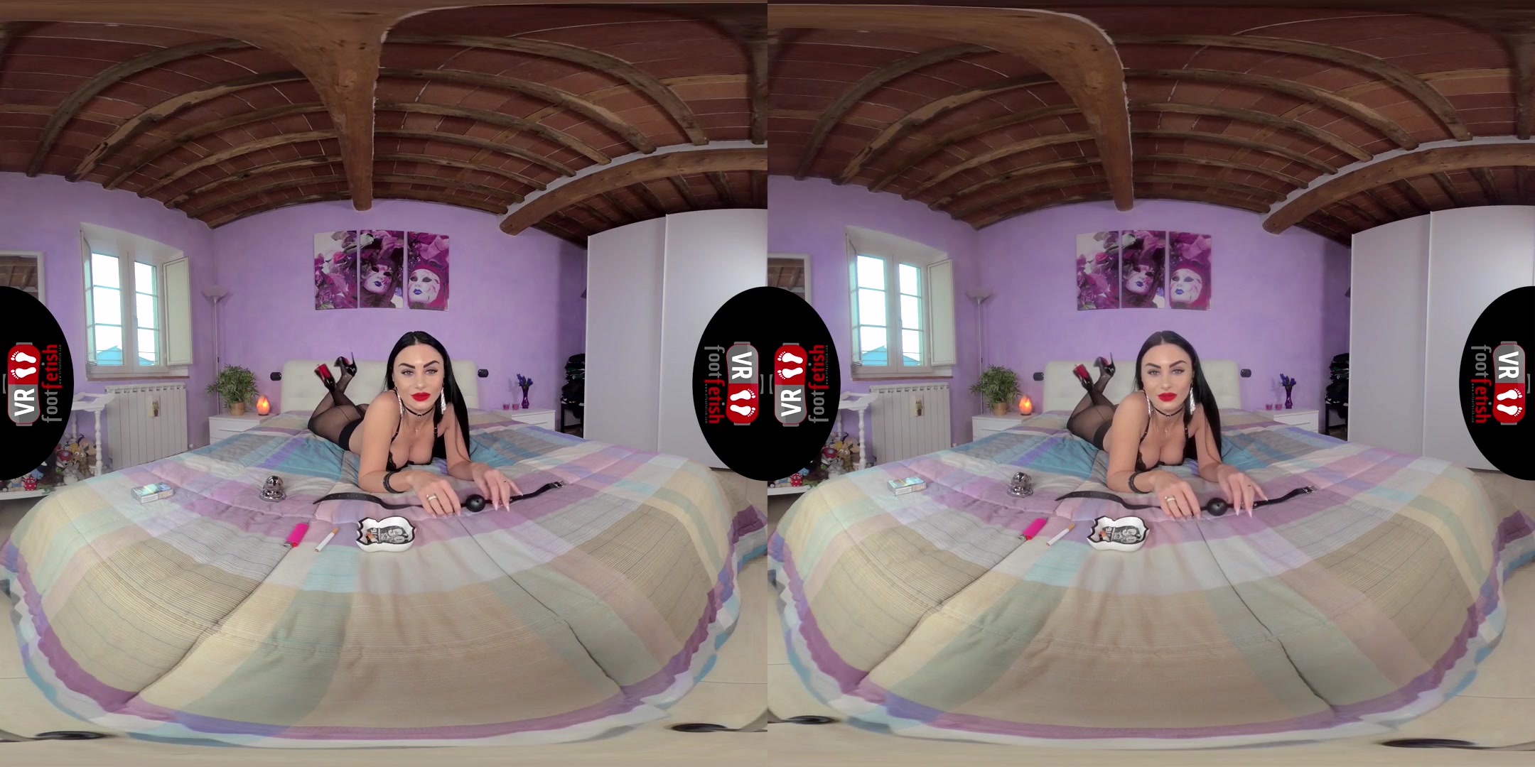 Sensual Goddess Ambra Gives You a Proper Foot Tease in Her Bedroom - Nylons Heels Feet