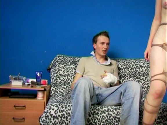 Crazy guy makes holes in pantyhose