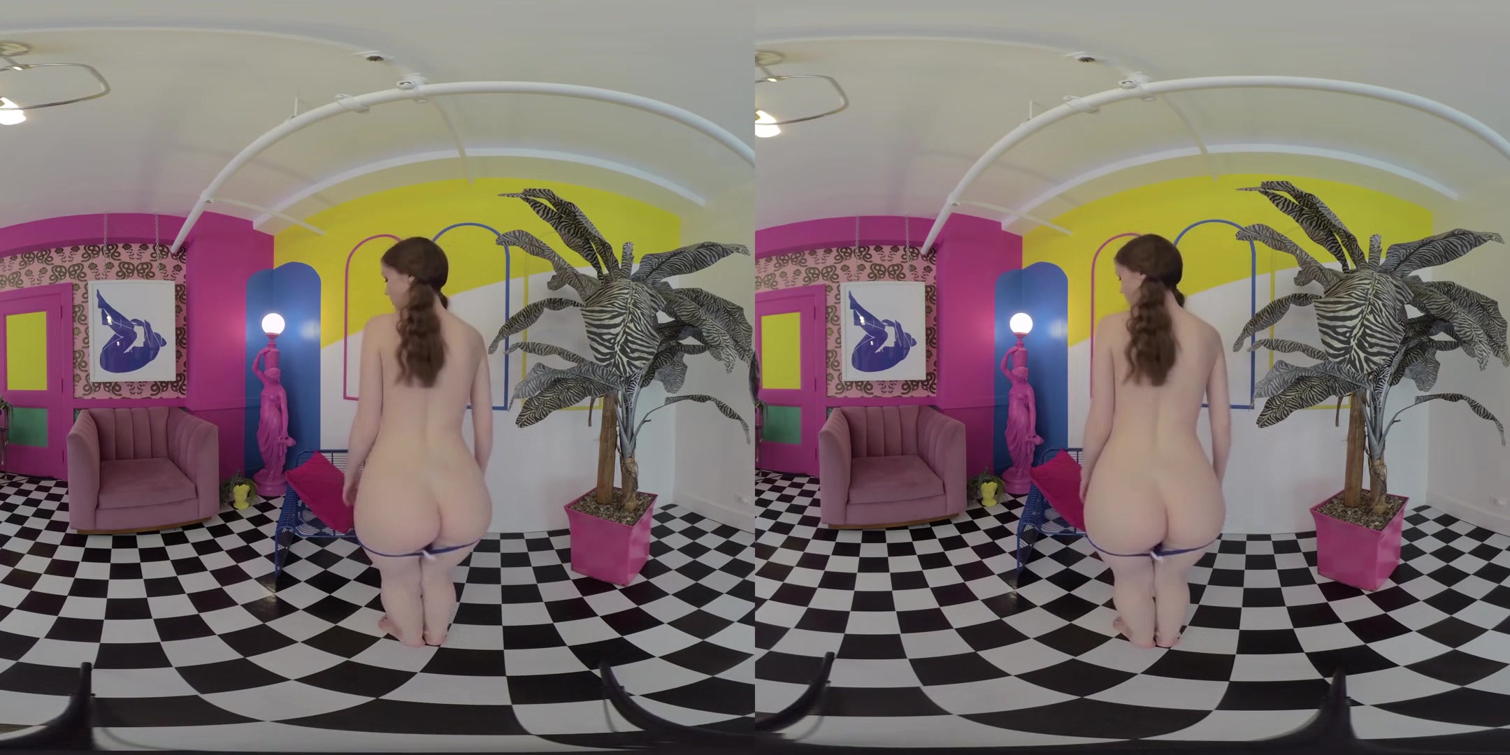 Vaporwave VR - Amateur Solo Model Teen Shaved Striptease