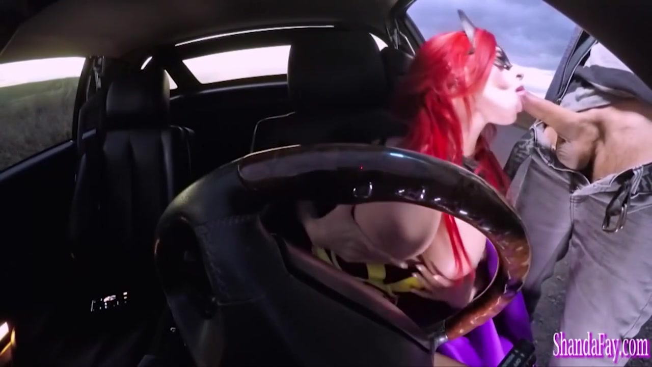 Bj Ahead! Big Titty Cougar Sucking Hard Cock Outside In Costume! With Shanda Fay