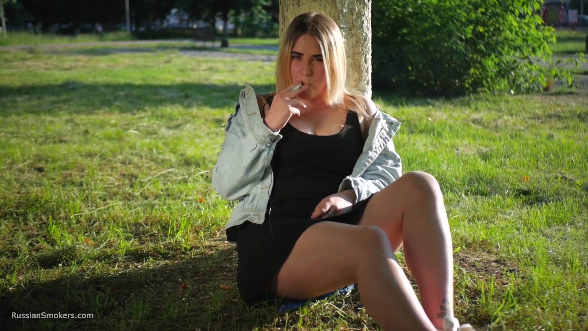Nastya Is Smoking In The Park