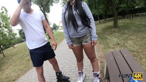HUNT4K. Sexy roller skater needs money and is ready to fuck for them
