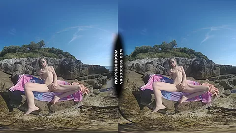 Poppy Nude Sunbathing On Vacation On Public Beach Masturbating With Hitachi Rfo