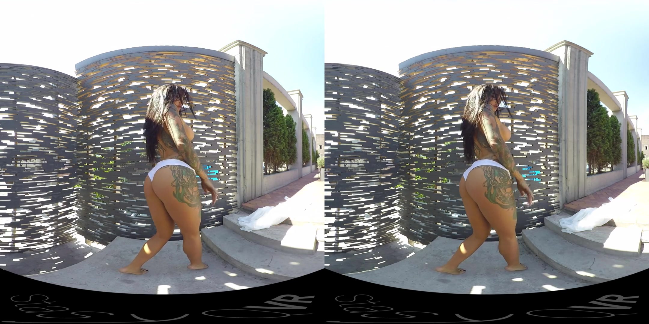 Anzhelika Anderson in Tattooed Babe Sunbathes Topless - StasyQVR