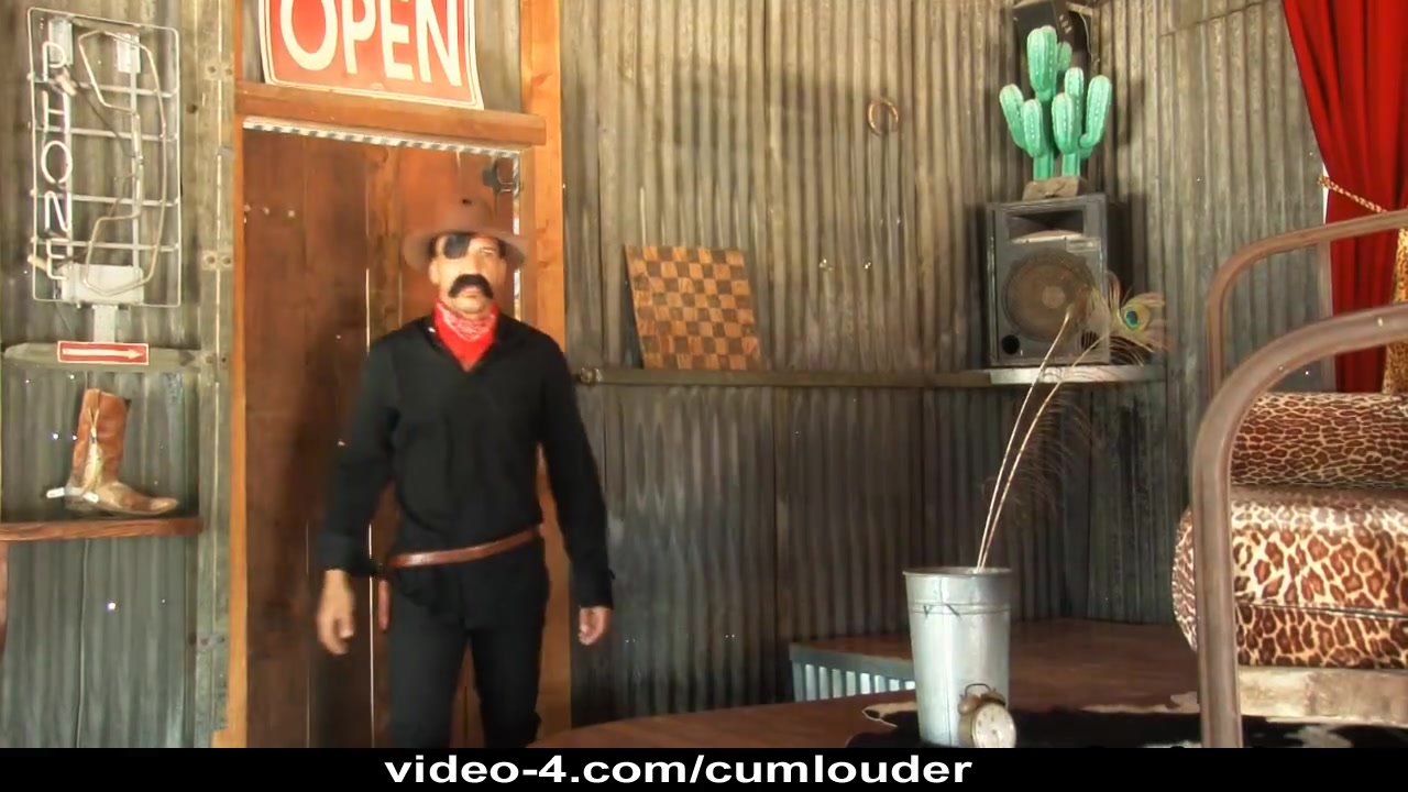 Rikki Six riding a large dong in this XXX Western Parody