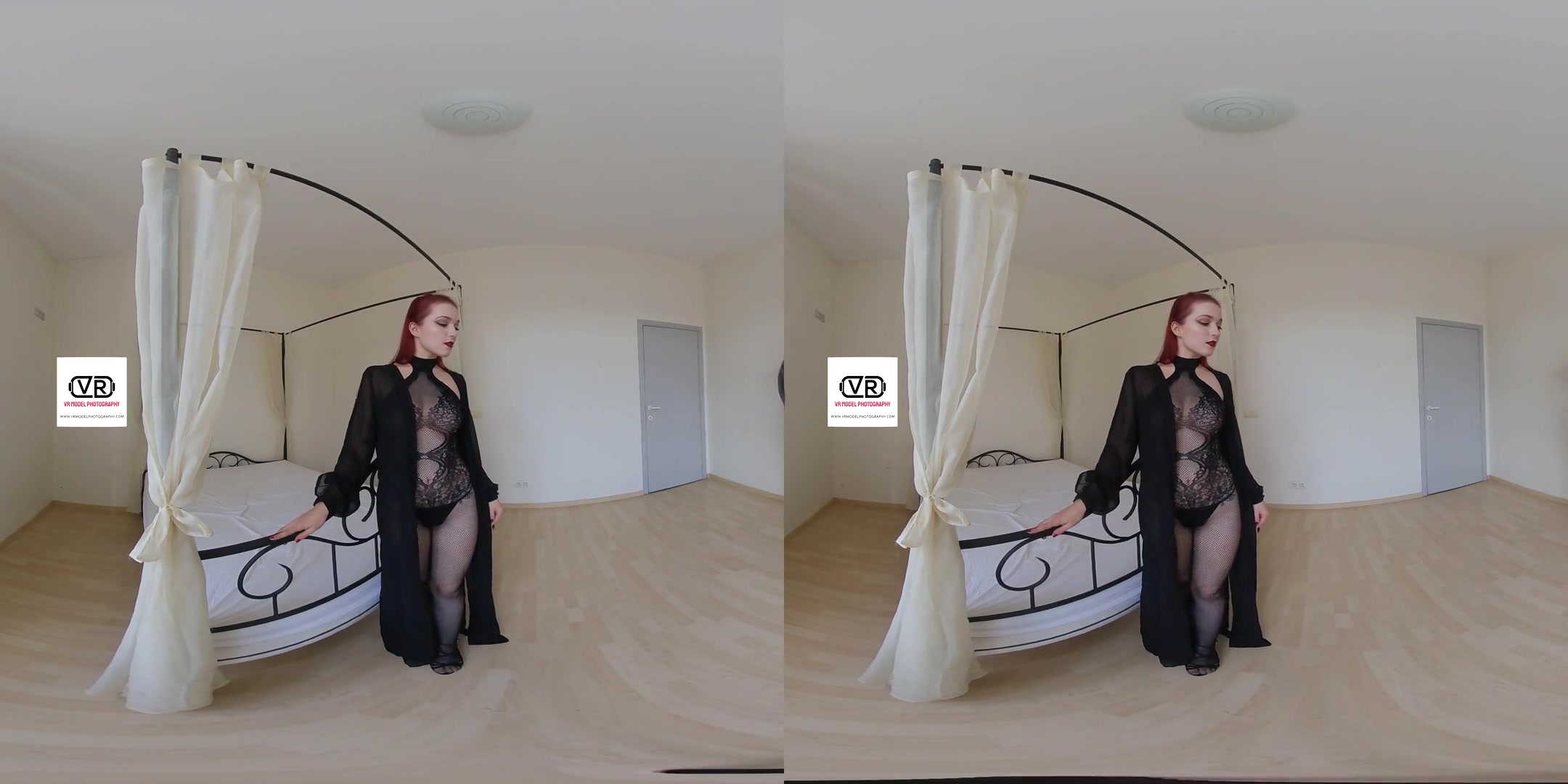 Lady BTS Nude Shoot - Redhead Shaved Long Hair Lingerie