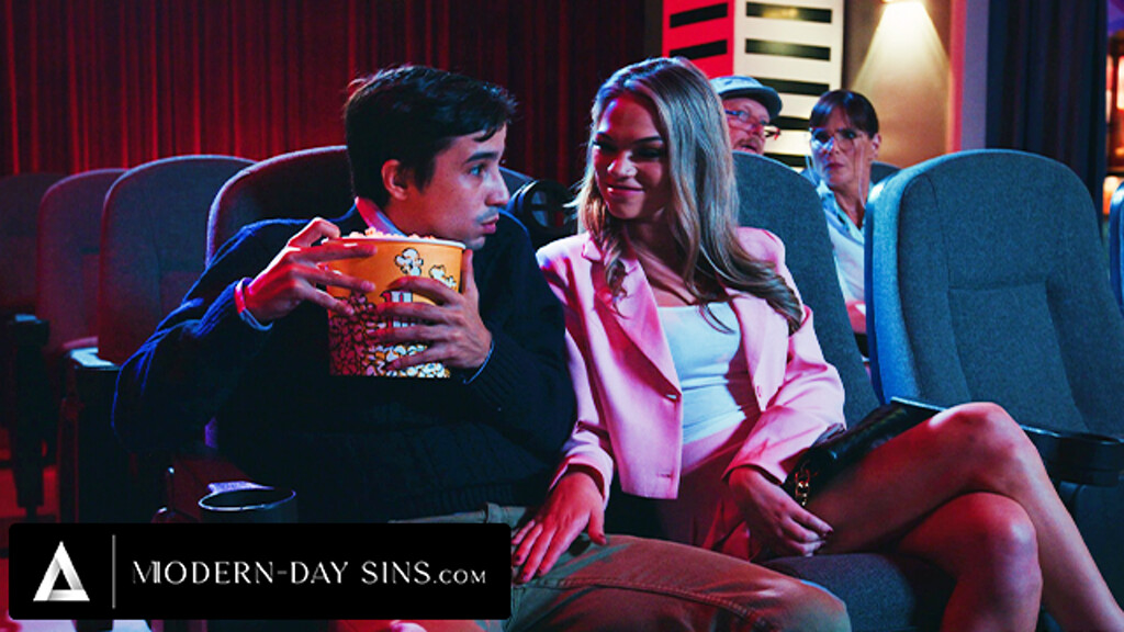 MODERN-DAY SINS - All-Natural Exhibitionist Gives Virgin Boyfriend The BEST Movie Theatre Blowjob!