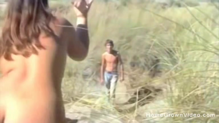 Cute couple strip completely nude and fuck outdoors