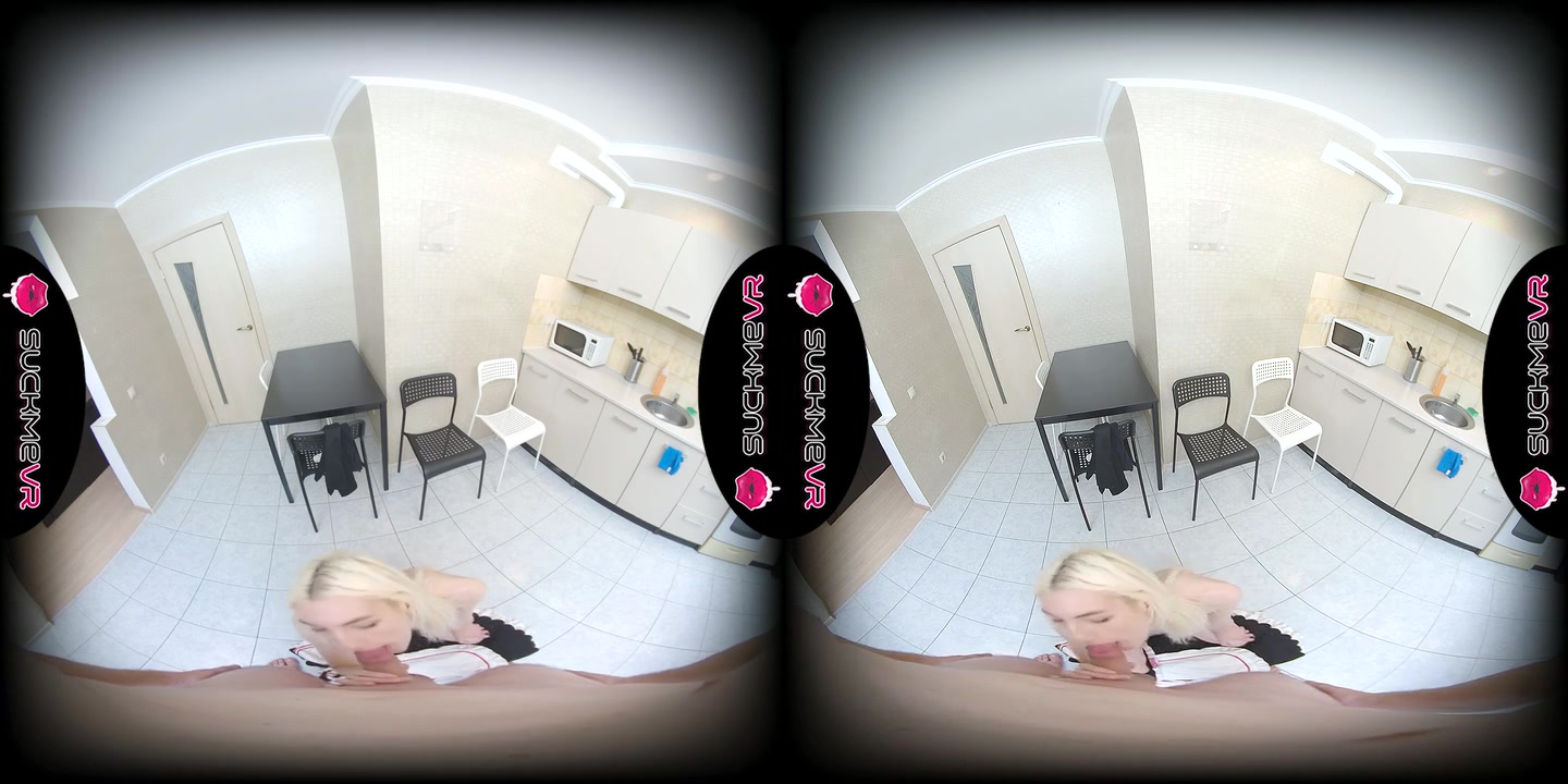Skinny Blondie Mia Cheers In Maid Costume For Kitchen Sex - SuckMeVR