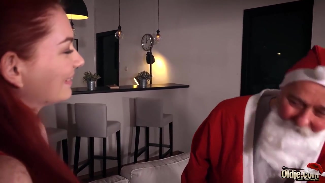 Old Santa Has Sex With Hot teen 18+ And Fucks Her Own Mouth Then She Swallows His Big Cum Like A