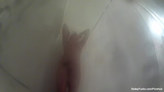 Cute blonde Dahlia Sky washes off in the shower