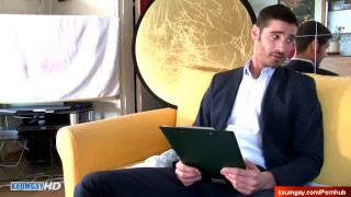 Hot real straight salesman gets wanked his big cock by a guy