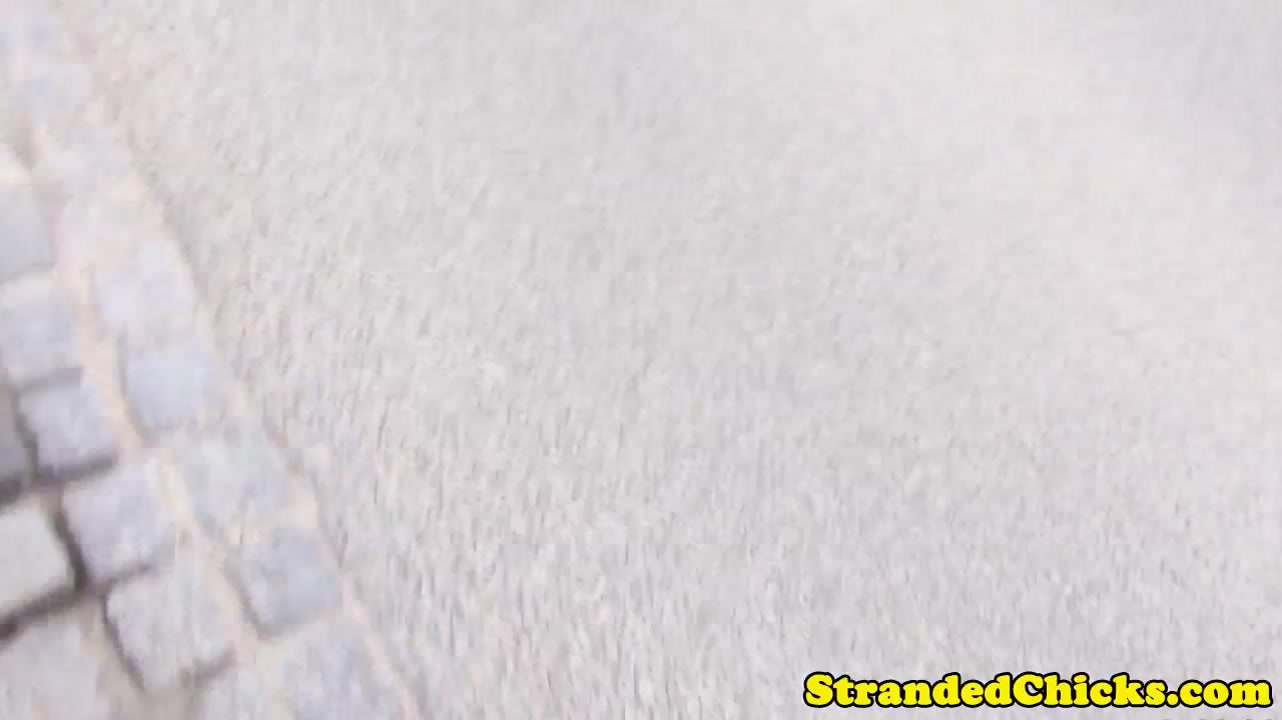 Hitchhiking eurobabe screwed on car backseat