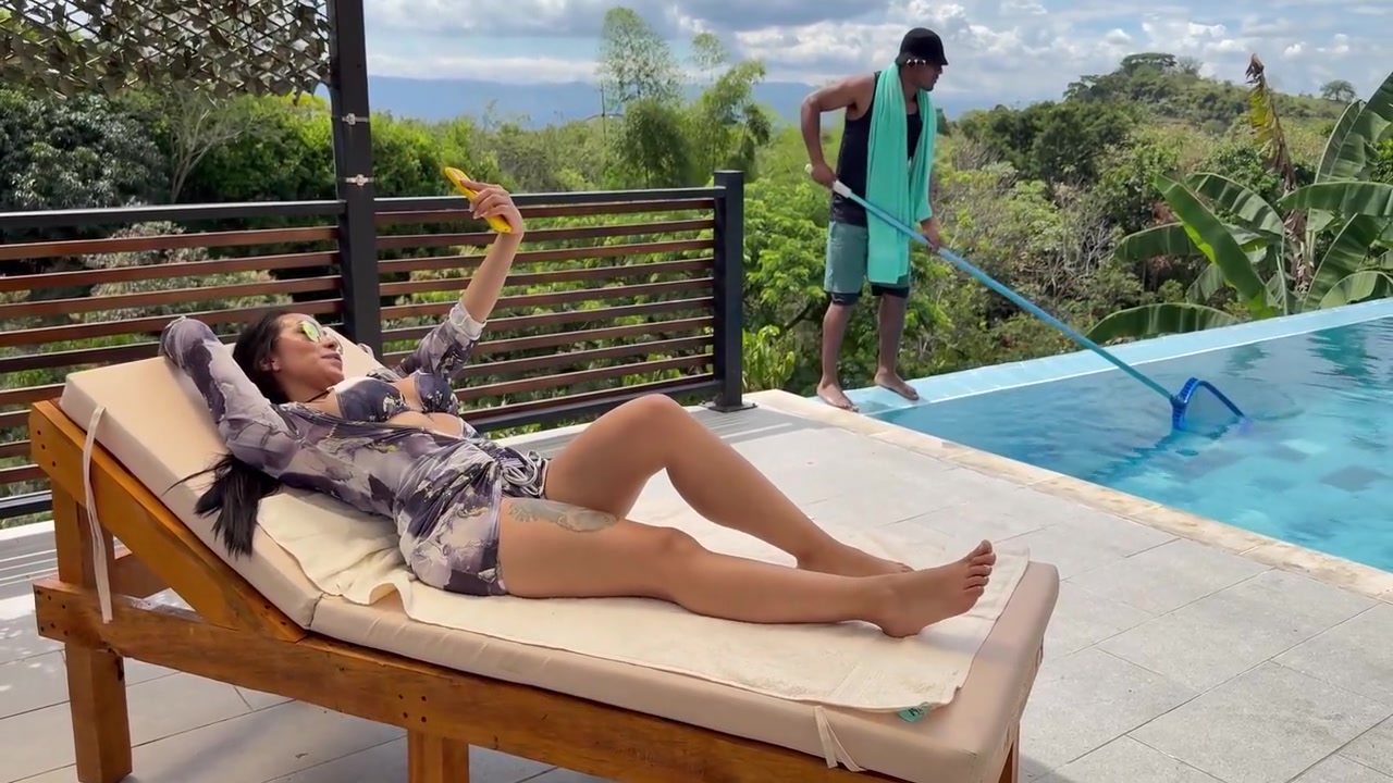 Milagros Raiza In Huge Breasted Latina Brunette Cant Resist Fucking Big Black Cock Guy By The Pool