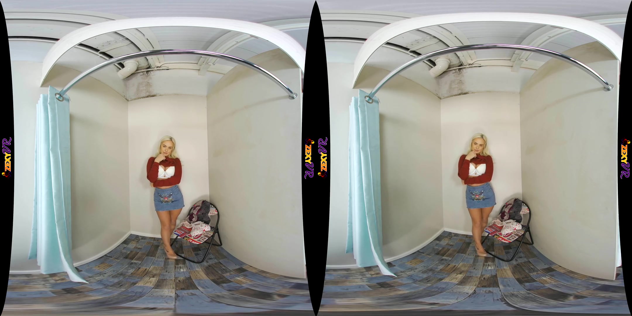 Fitting - Blonde Big Tits Striptease Tease Shaved