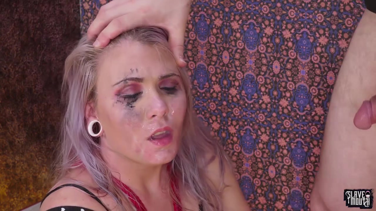 Violet Sky in mouth fuck BDSM session