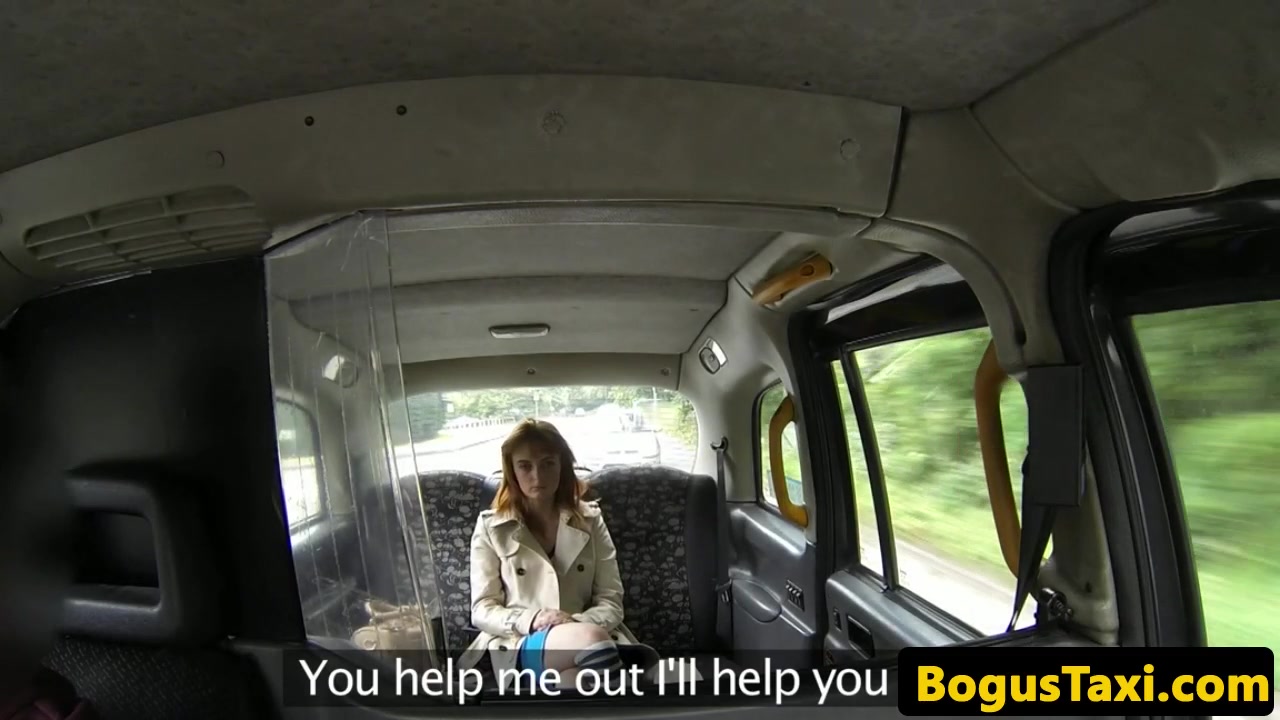 Ginger british taxi babe riding cabbies cock