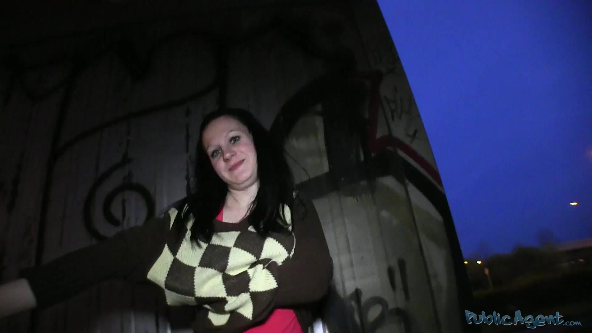 Young brunette amateur touched her pussy under the bridge
