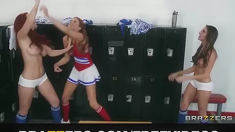 Brazzers - 2 lesbo cheerleaders have a locker room fuckfest