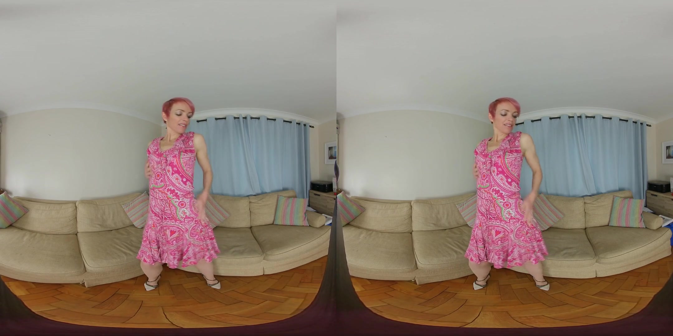 Joely, Sofa Strip Down - Horny MILF Solo Striptease VR