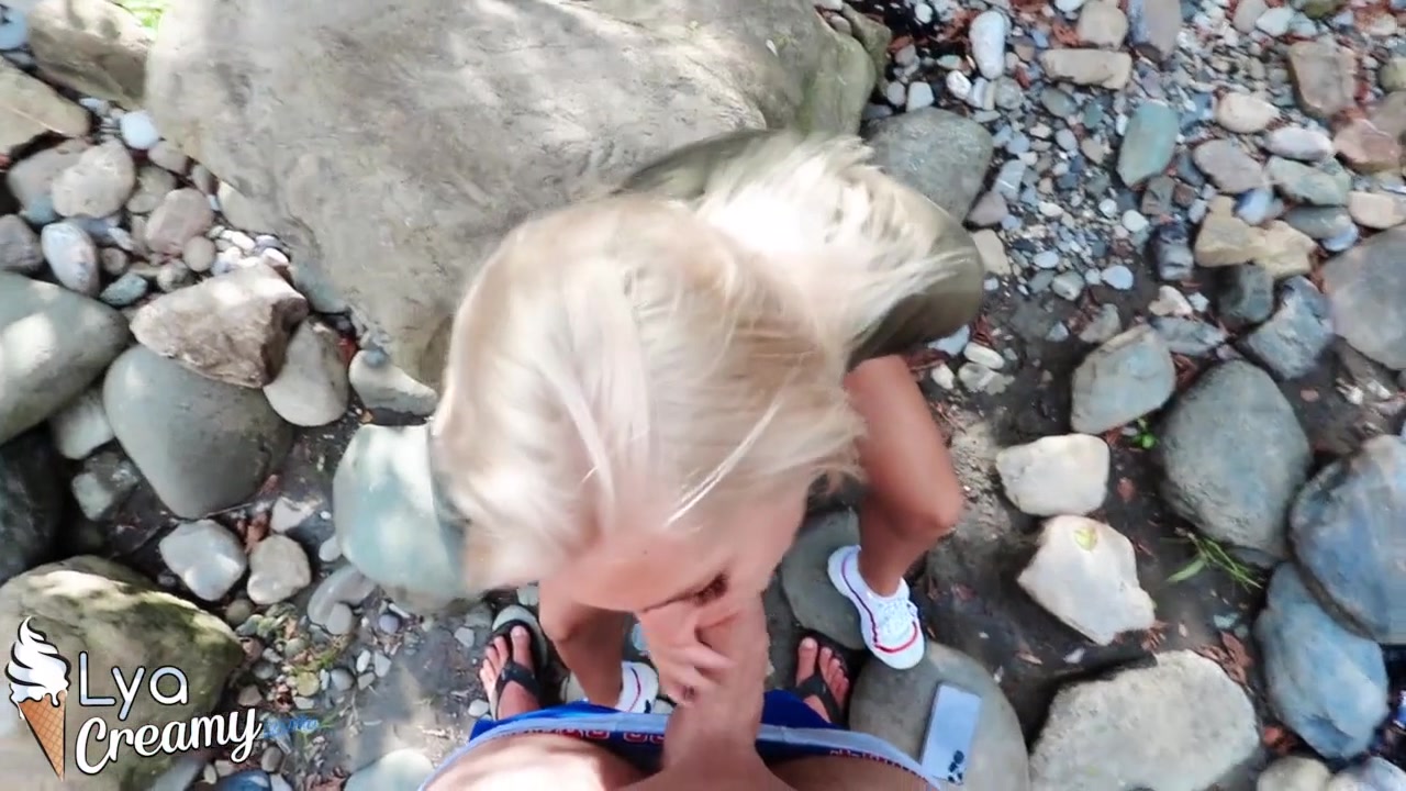 Blonde Blowjob Big Dick And Handjob Outdoor - Oral Creampie