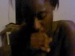 Black girlfriend tries hard to present the best blowjob