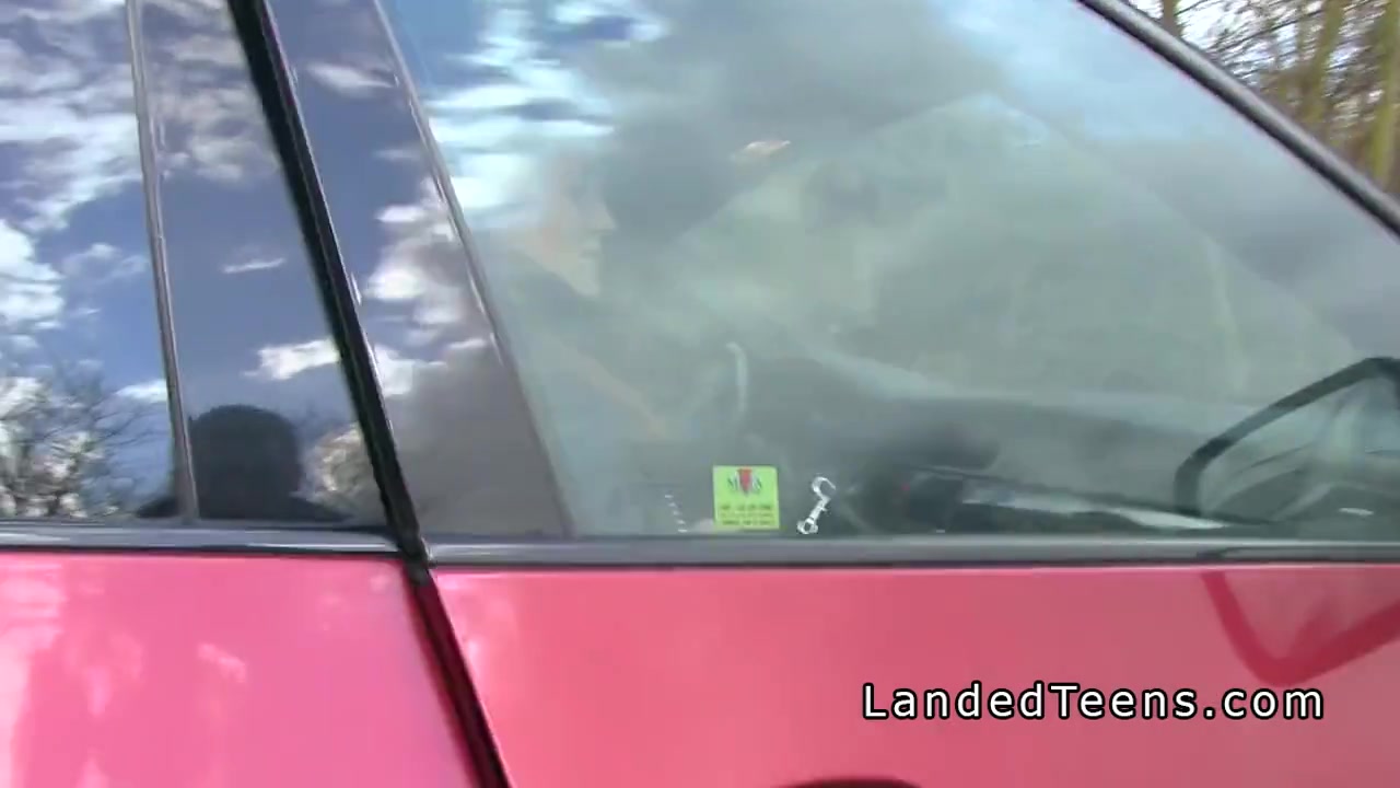 Redhead teen 18+ flashing big tits to stranger in his car