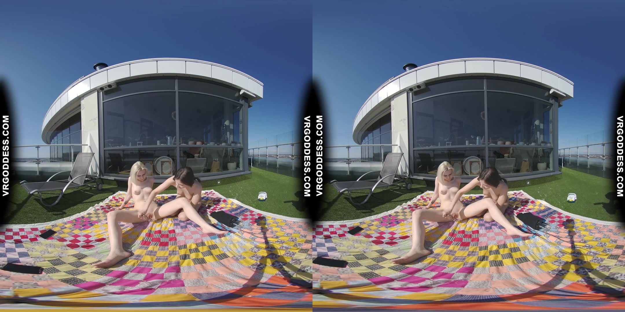 2 Hot Girls Rebeka Ruby And Ingrida Masturbating In The Sun With Glass Dildos Bubbles And Sunbathing