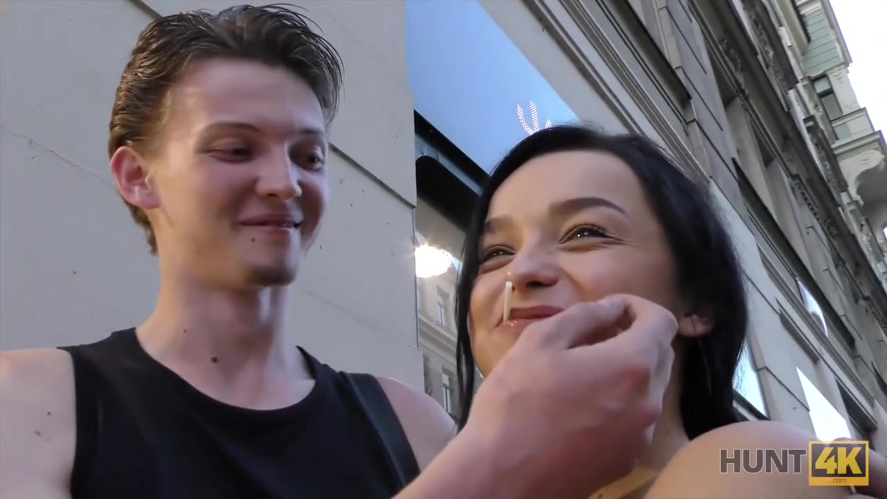 HUNT4K. Pretty brunette fucked by stranger to earn cash for ring