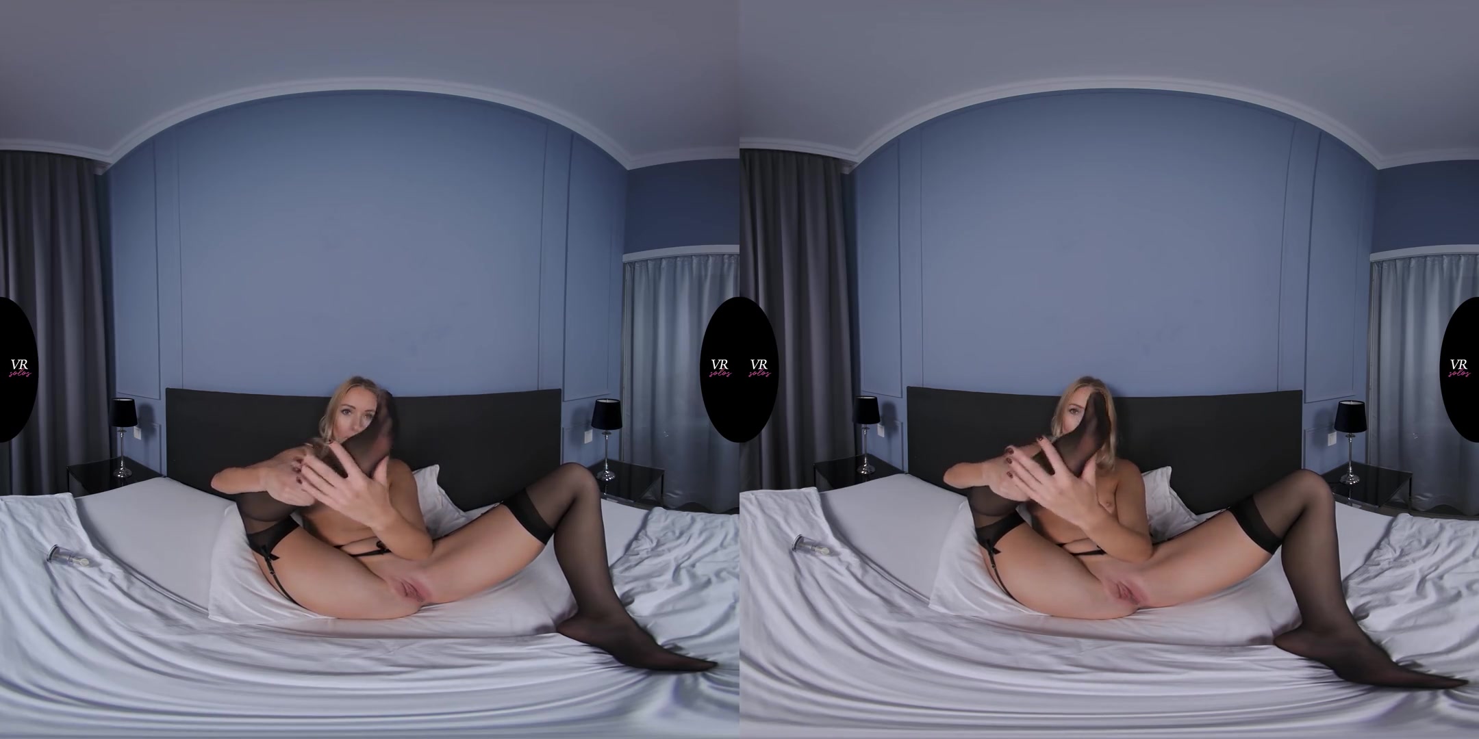 Pink and Puffy Pussy of Angelika - Blonde Pornstar Angelika Grays Solo Masturbation in Lingerie and Stockings
