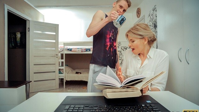 TUTOR4K. Man prefers sex with mature women and has temptation plan for tutor