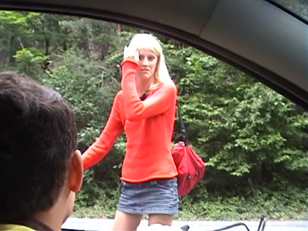 Blond fuck in the woods near the road