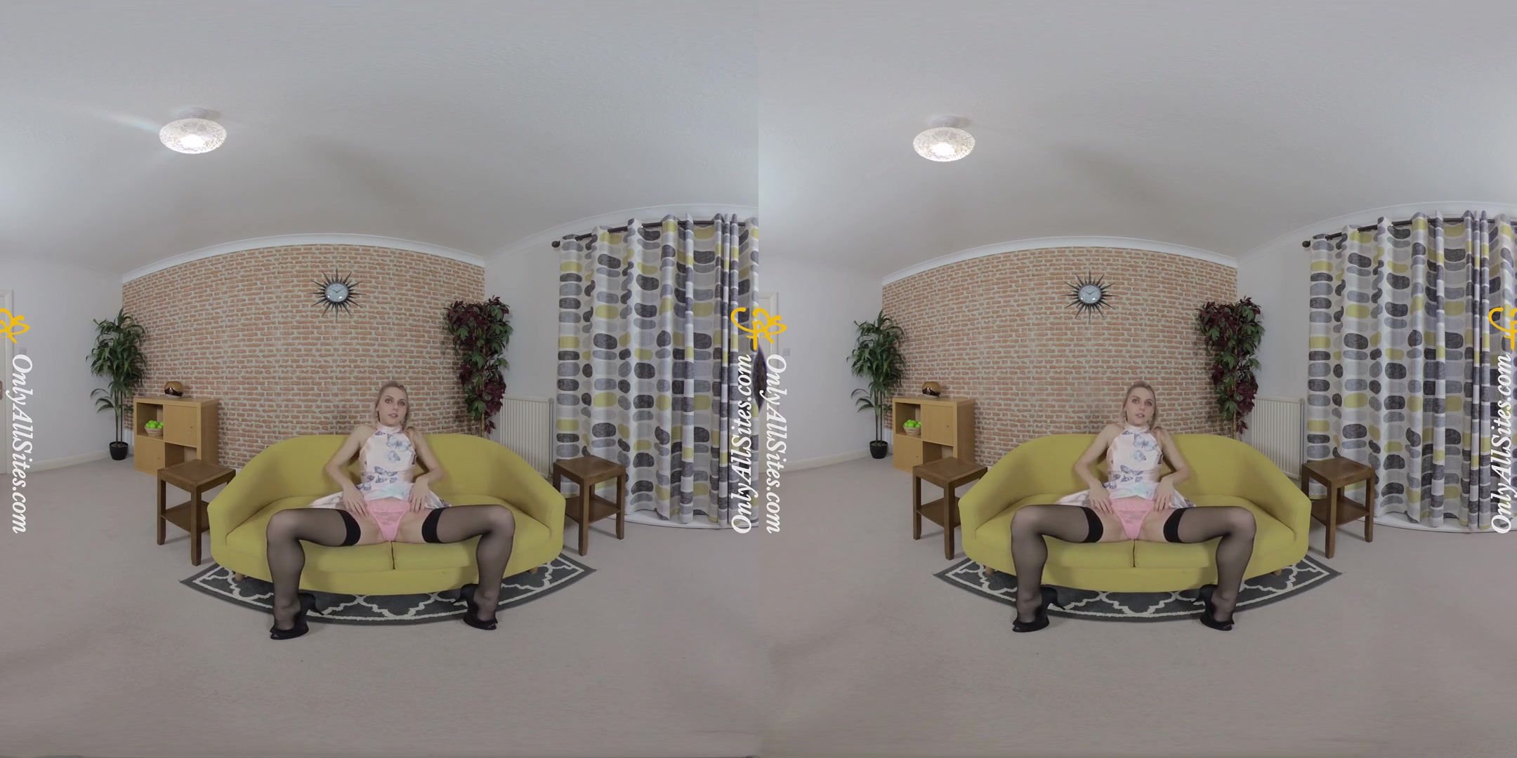 Chloe Toy - Butterfly Dress; Sexy Blonde Amateur Stripping on the Couch