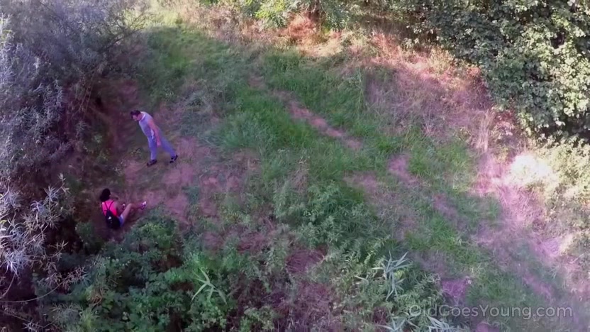 Excited lovers fuck hard on green grass.
