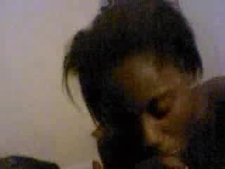 Black girlfriend tries hard to present the best blowjob