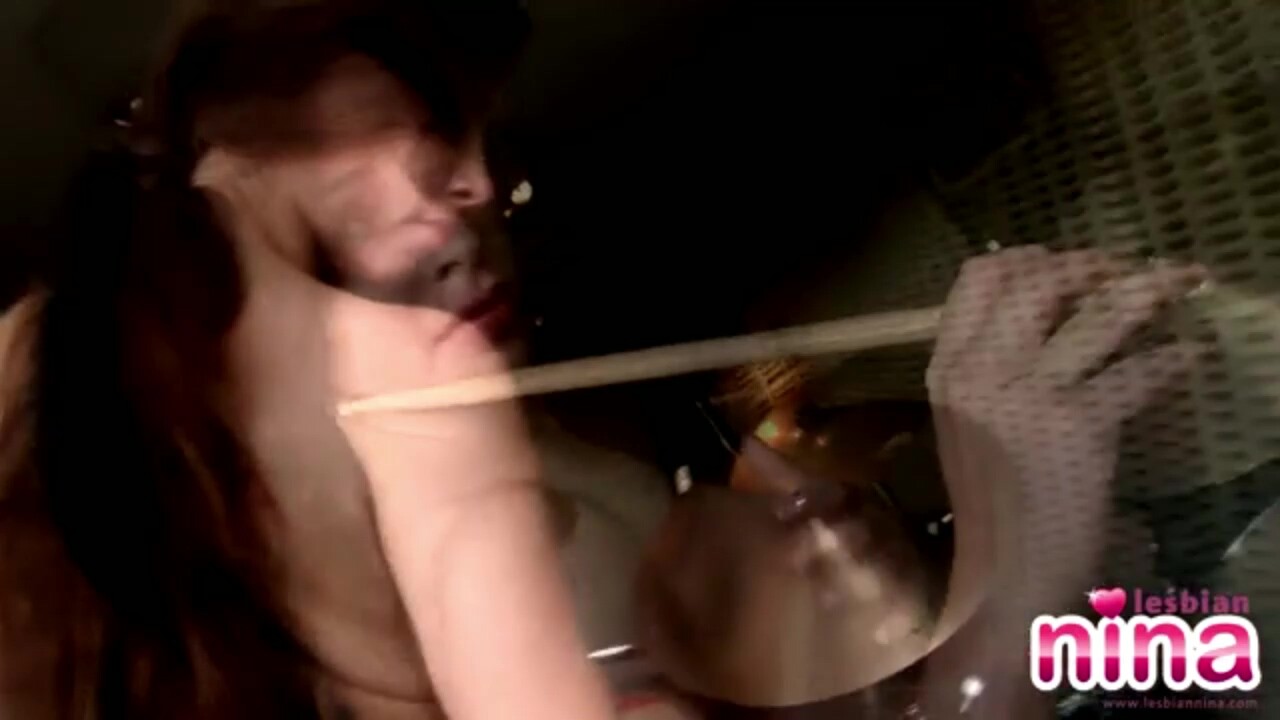 Lesbian Nina Drummer showcasing tits and pussy