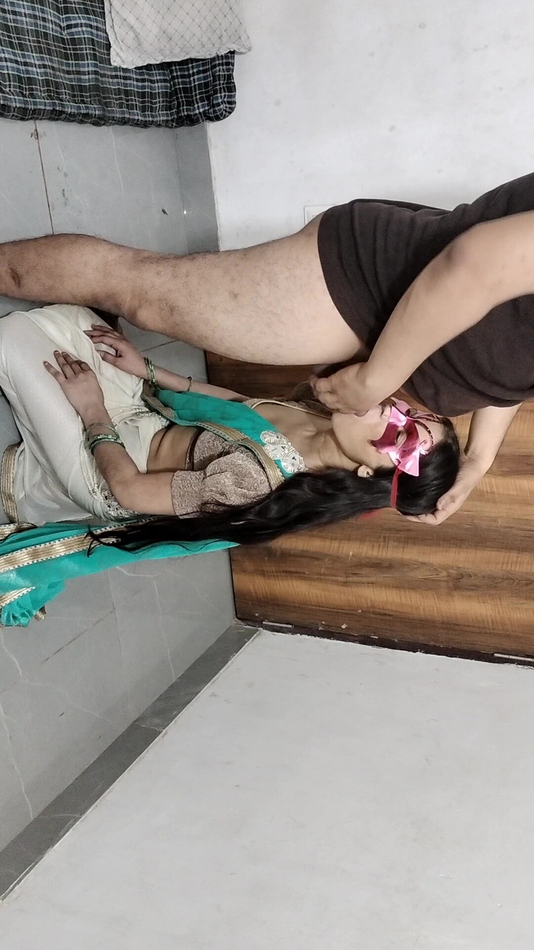 Beautiful Hot Desi Horny Wife In Traditional Saree Giving Blowjob