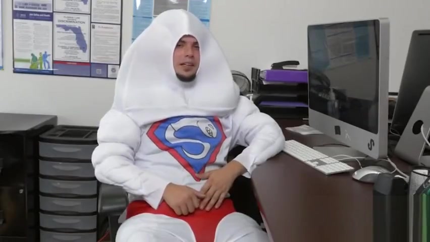 Gay queers celebrate halloween with interracial gay threesome in the office