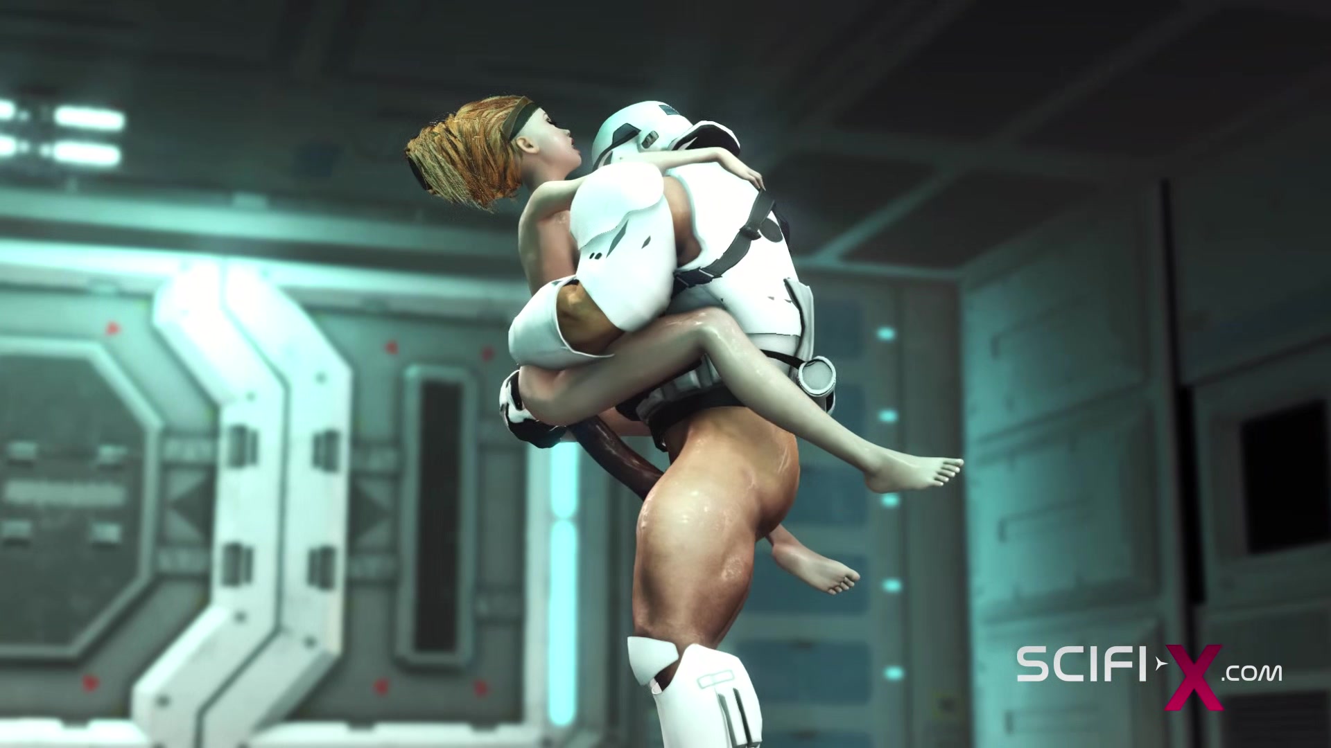 A sexy young hottie gets fucked by stormtrooper in the spaceships