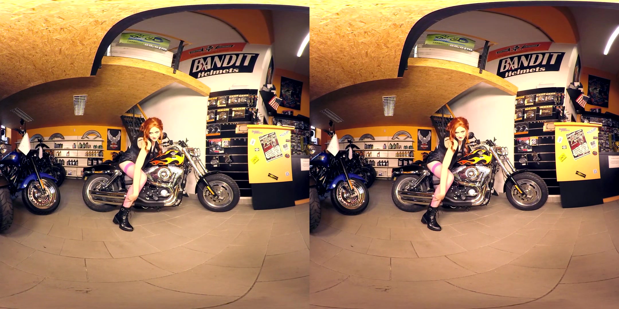 195 - Yassmine - Slender Redhead Naked In Motorcycle