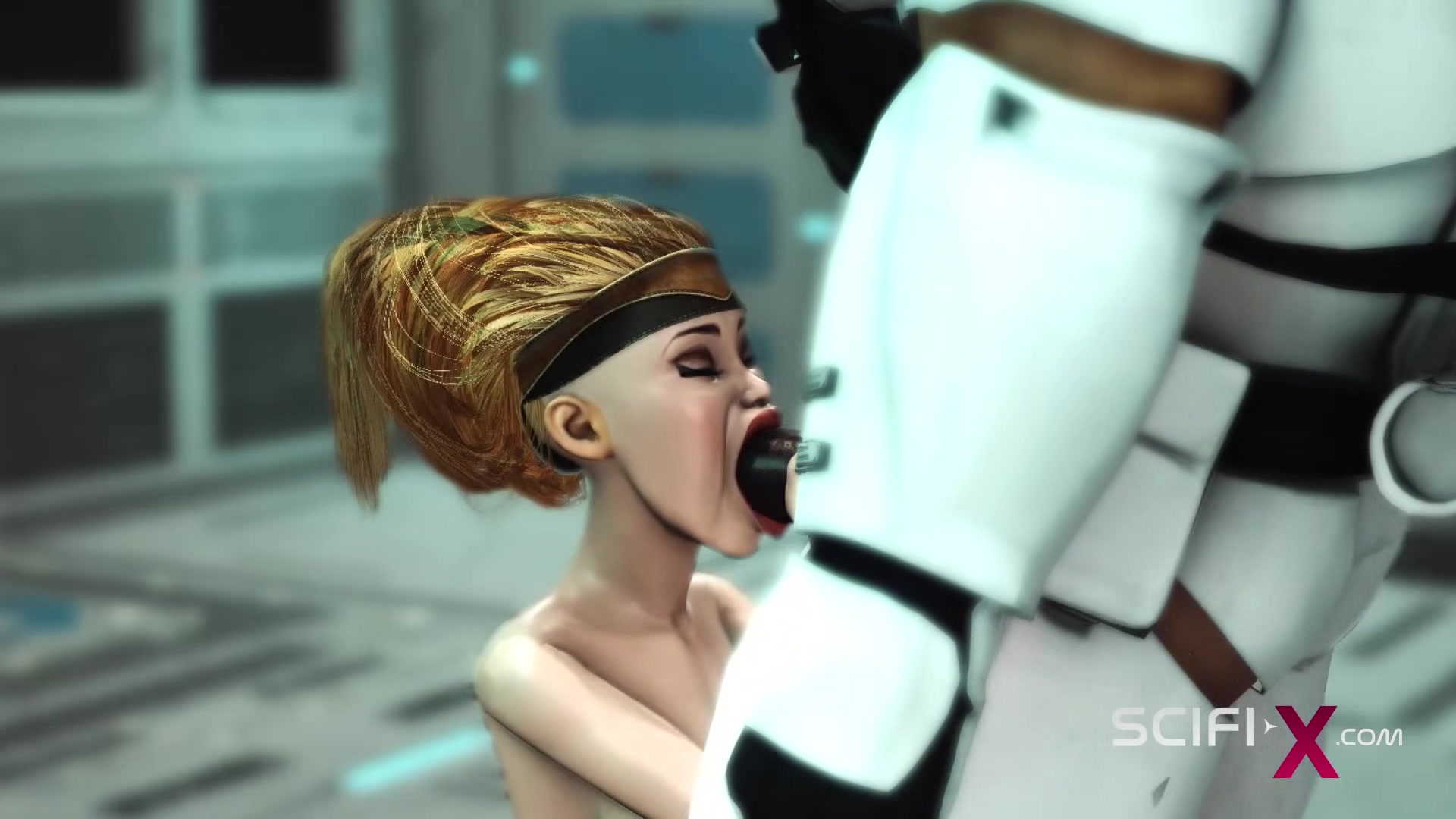 A sexy young hottie gets fucked by stormtrooper in the spaceships