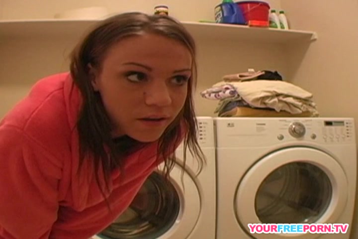 Young Diana teasing herself on new washing machine