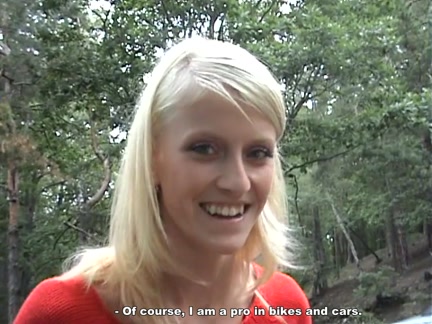 Blond fuck in the woods near the road