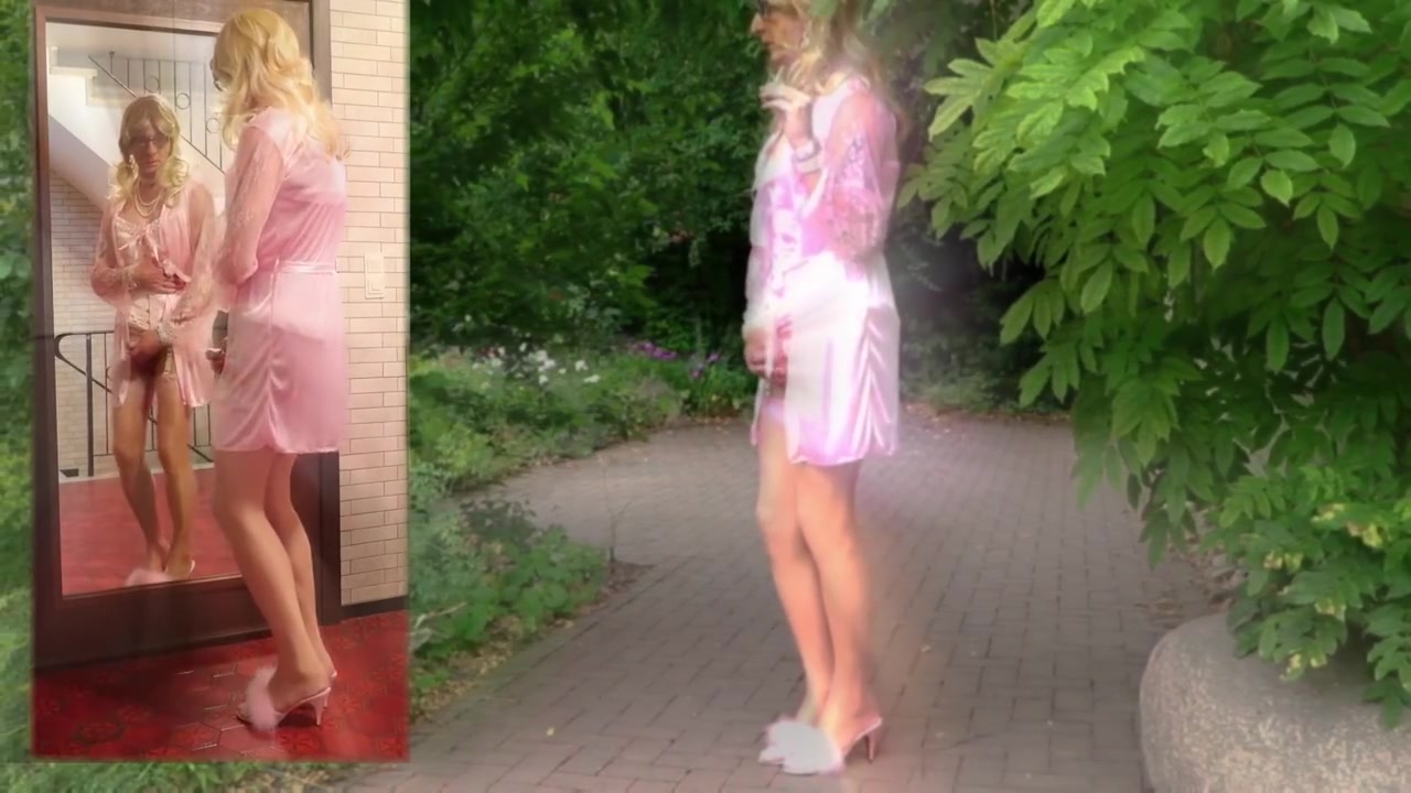 Wanking In Pink Silk & Satin