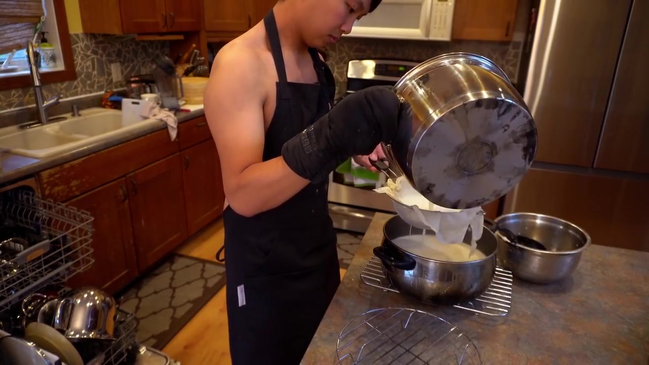 Skinny Uncut Boy Makes Soy Milk Naked In The Kitchen